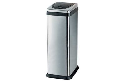 HOME 30 Litre Rectangular Press Top Kitchen Bin - Silver.